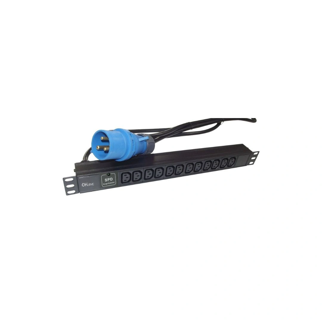 DKURVE® 12-Way C13 Rack Mount PDU with 16A Industrial Plug – 1.5U Horizontal