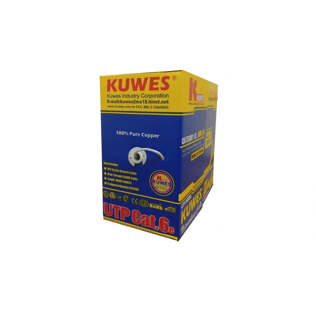 KUWES CAT6 Cable Roll 305m – 24AWG Solid Copper (Grey)