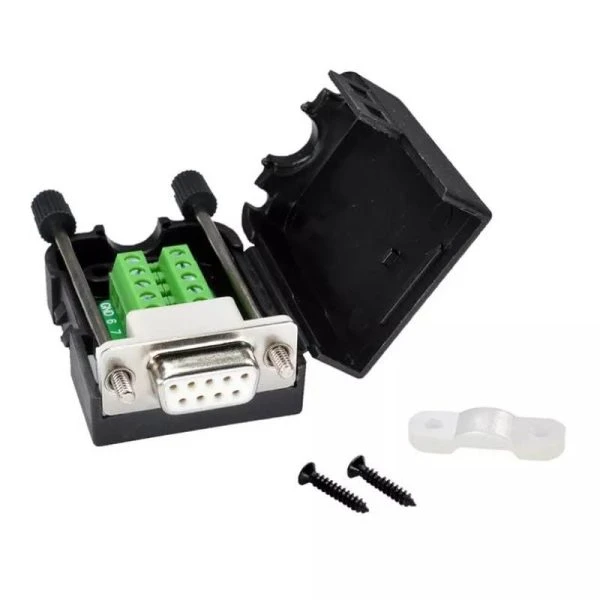 DB9 Female D-SUB VGA Adapter 9 Pin Terminal Breakout Plastic Cover 2 Row RS232